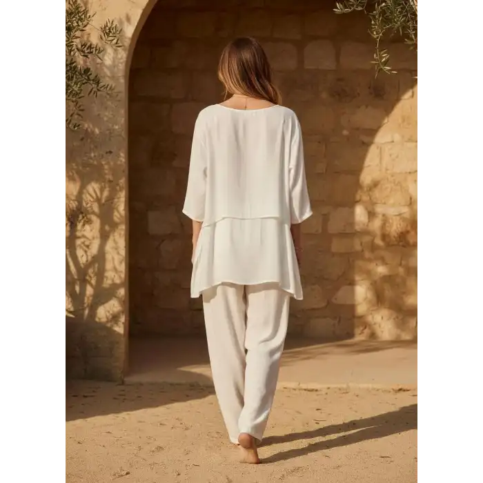 ÇİFT KAT VUAL KOLLU BLUZ