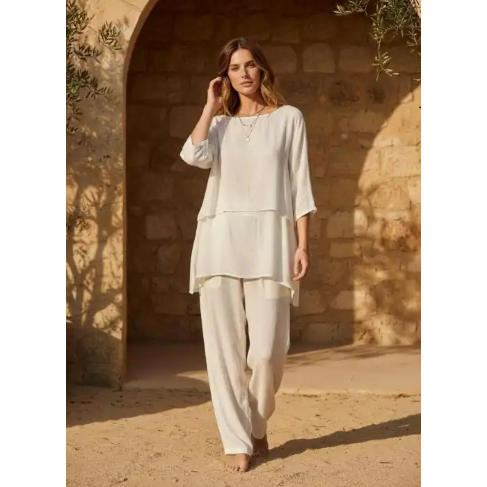 ÇİFT KAT VUAL KOLLU BLUZ