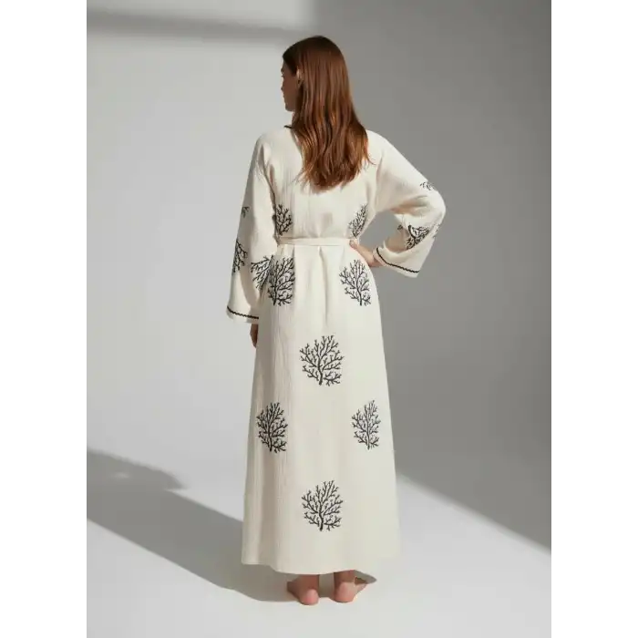 CORAL PAMUK BASKILI ELBİSE / mercan desen