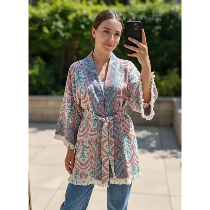 SELVİ PAMUK DOKUMA JAKAR KİMONO