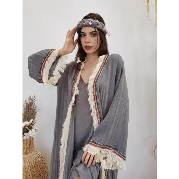 ASYA PAMUK PÜSKÜLLÜ BOHO KAFTAN
