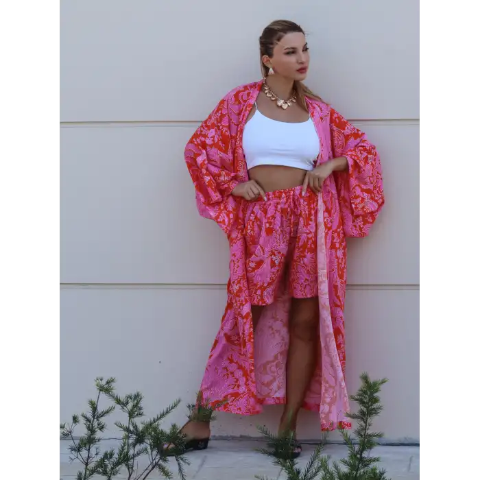 DATÇA YARASA KOL KİMONO ve ŞORT TAKIM