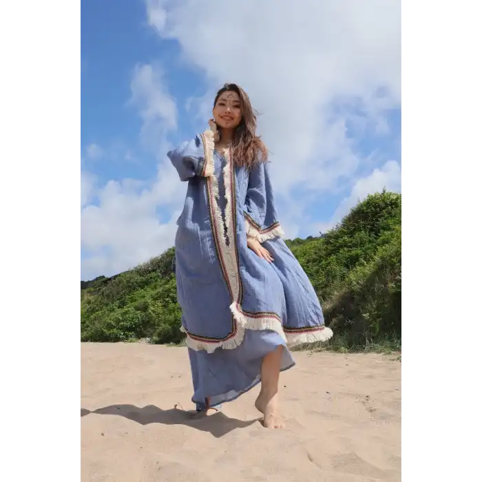 ASYA PAMUK PÜSKÜLLÜ BOHO KAFTAN