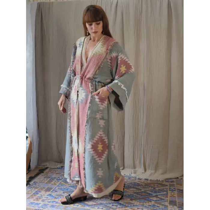 ANATOLIAN HERITAGE JAKAR DOKUMA MUSLİN KAFTAN