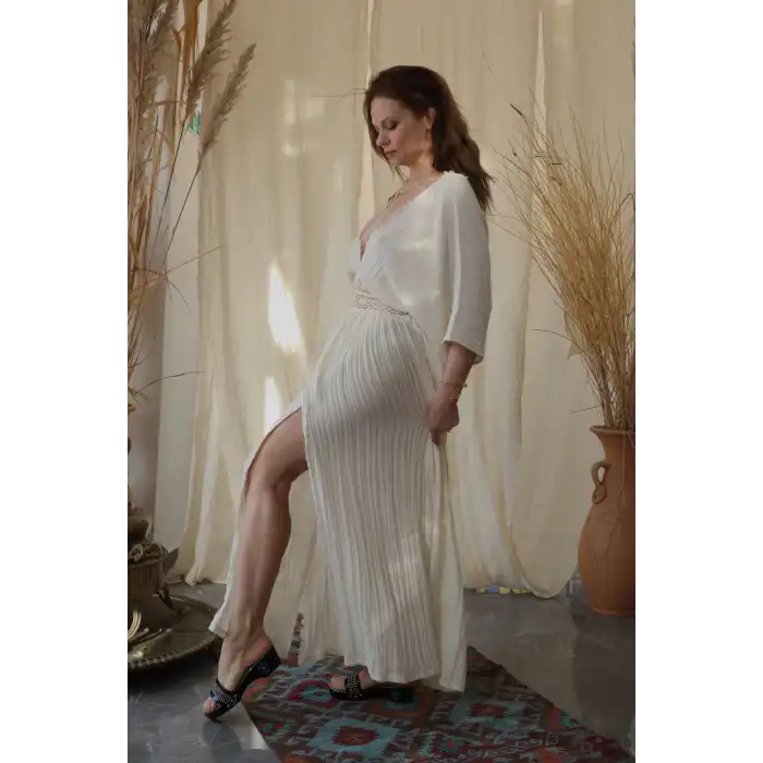 HELEN BELİ DANTELLİ MÜSLİN ELBİSE