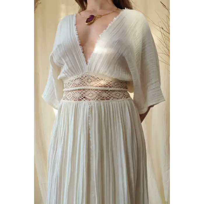 HELEN BELİ DANTELLİ MÜSLİN ELBİSE