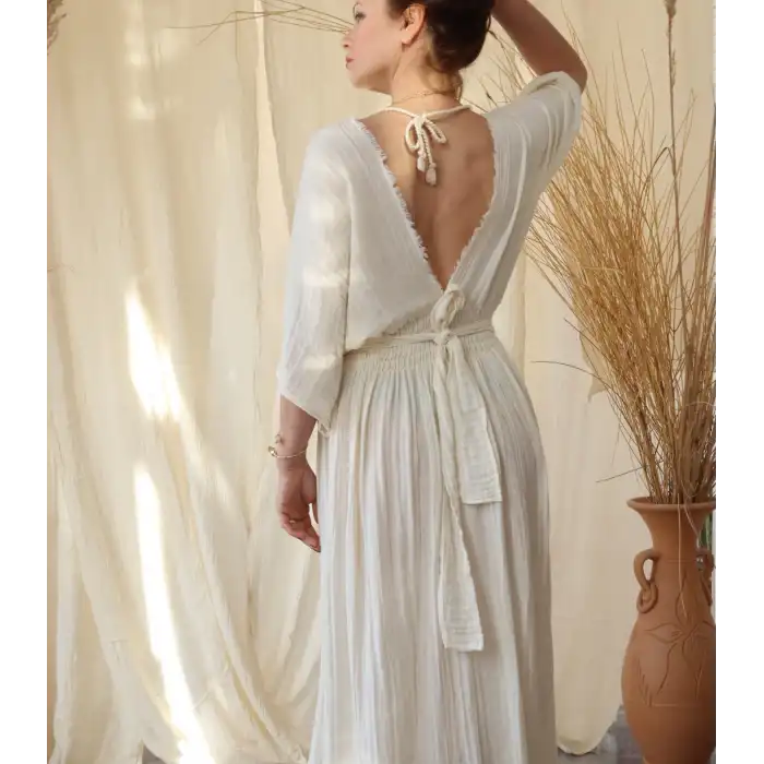 HELEN BELİ DANTELLİ MÜSLİN ELBİSE