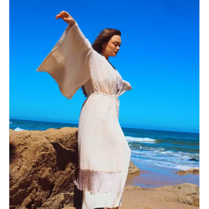 JÜLİDE PÜSKÜL DETAYLI KAFTAN