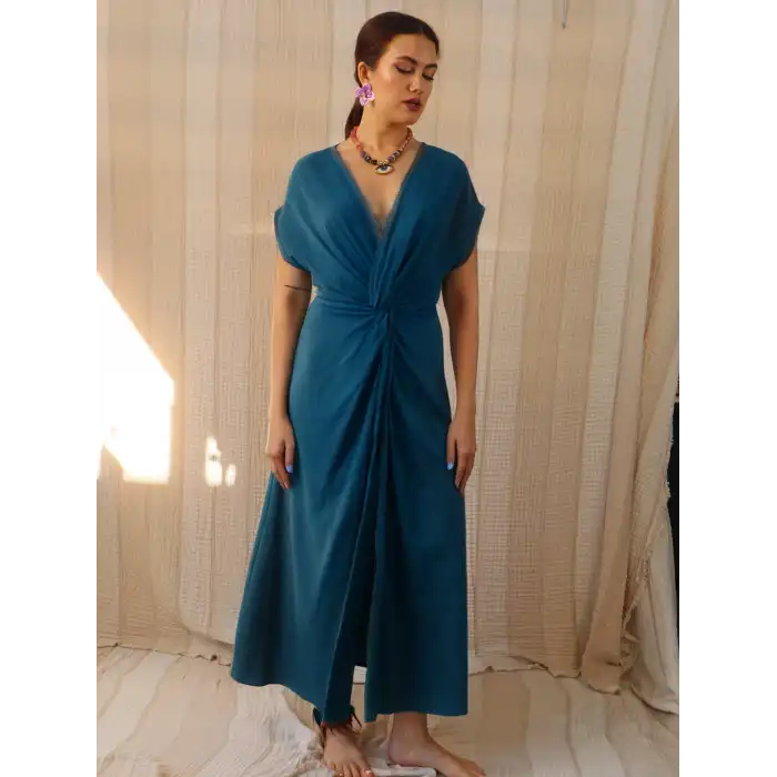 KARMA BELİ BURGULU ELBİSE