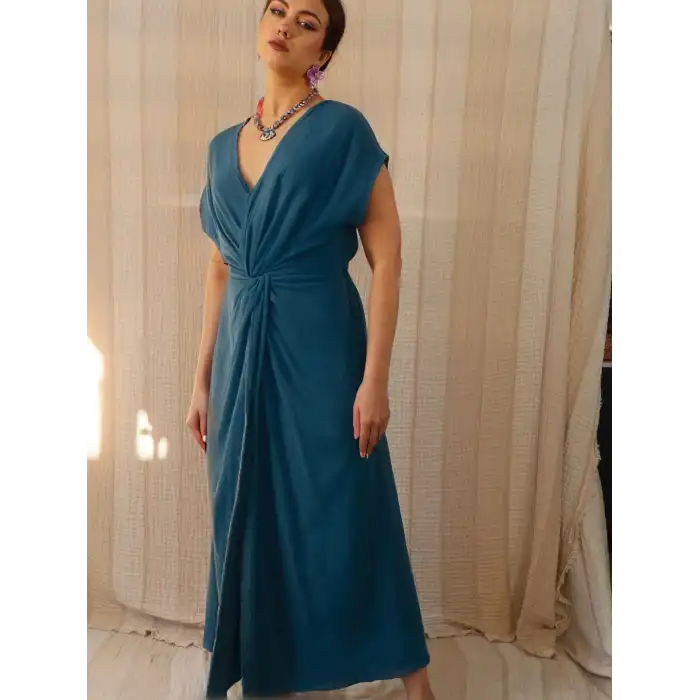 KARMA BELİ BURGULU ELBİSE