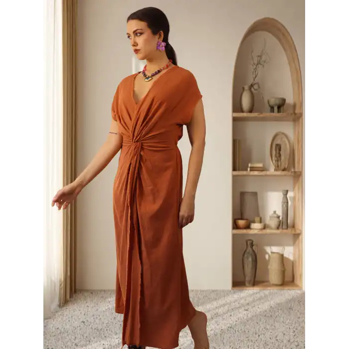 KARMA BELİ BURGULU ELBİSE