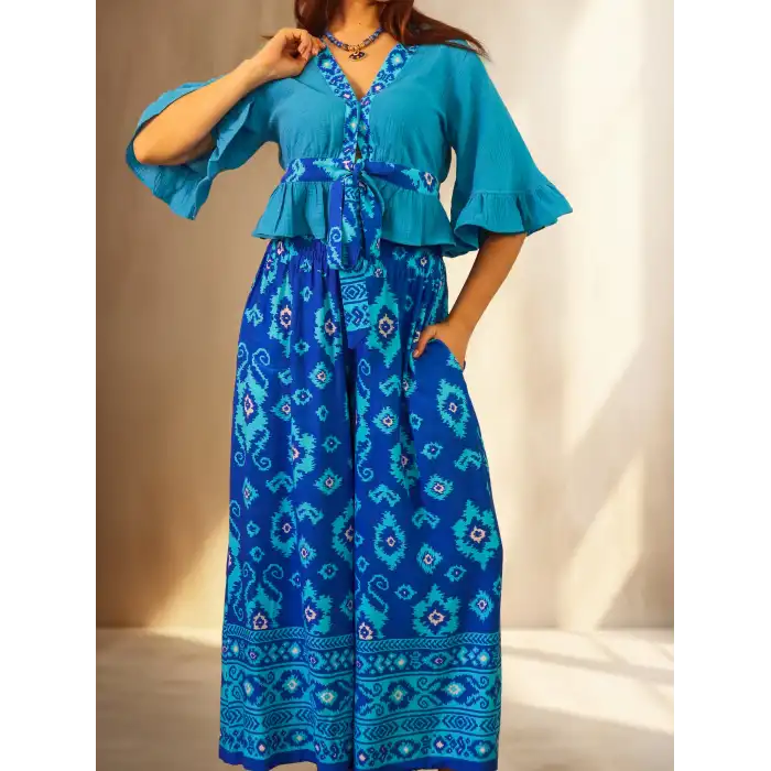 PAMİRA VİSKON PANT & BLUZ TAKIM Siyah