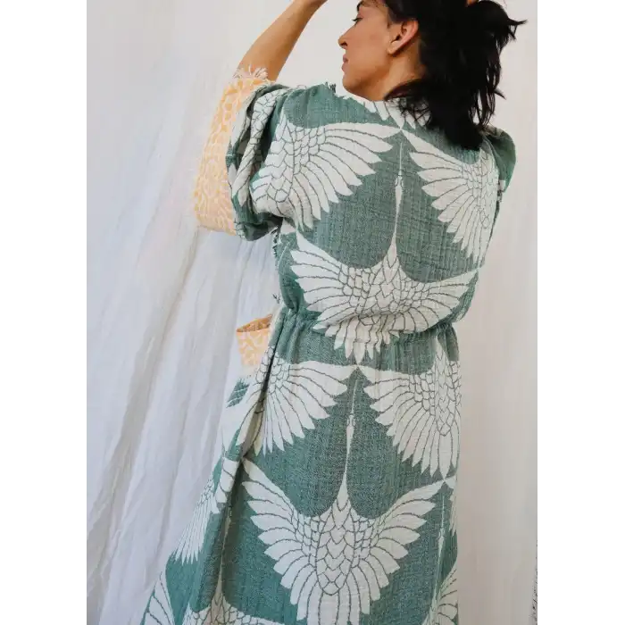 LAKLAKHAN JAKAR DOKUMA MÜSLİN KAFTAN