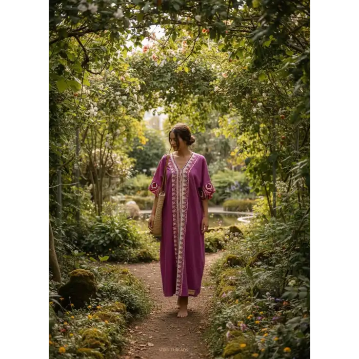 ROSEMARY MUSLİN KAFTAN Sıklamen