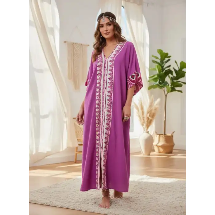 ROSEMARY MUSLİN KAFTAN Sıklamen