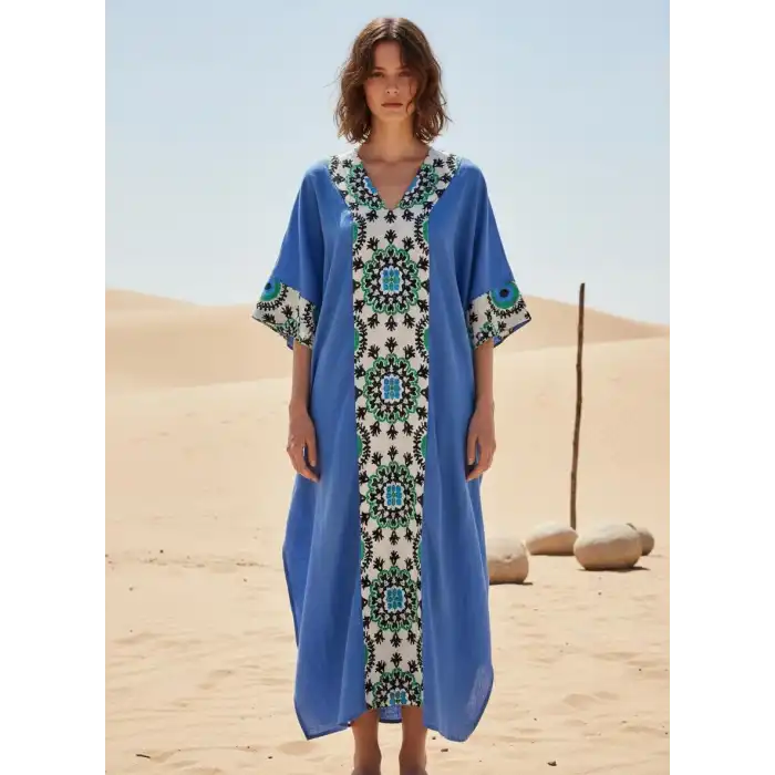 ROSEMARY MUSLİN KAFTAN Mavi