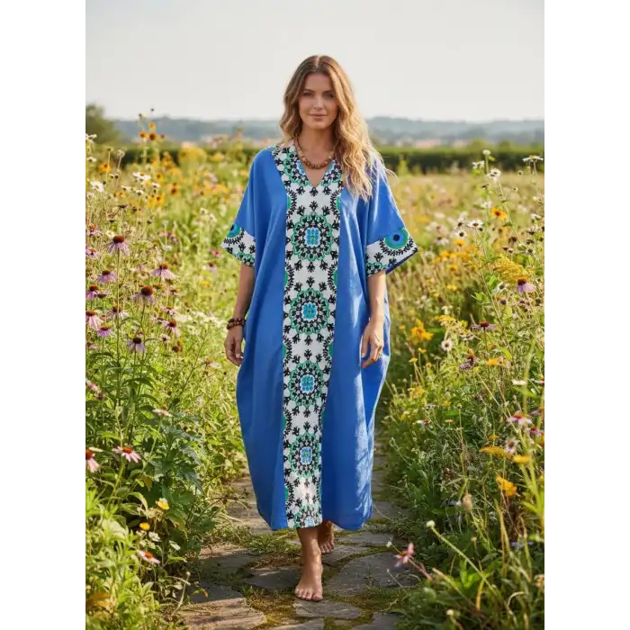 ROSEMARY MUSLİN KAFTAN Mavi