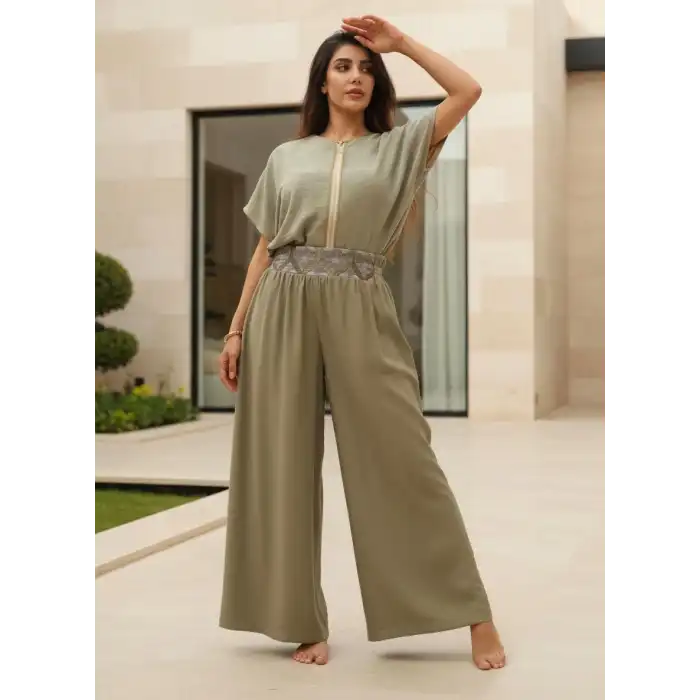 SAHRA BOHEM BOL PAÇA PANTOLON / Yağ Yeşili