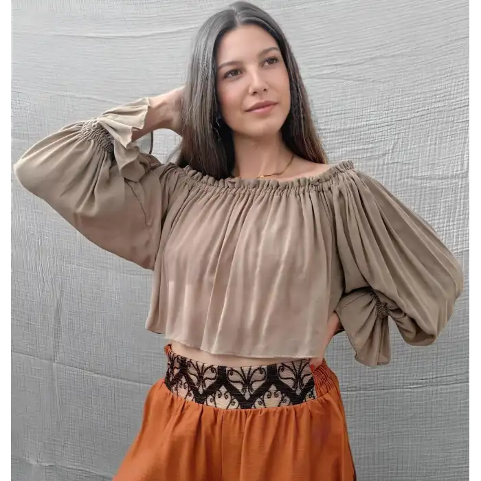 SAHRA MADONNA YAKA CROP BLUZ / Vizon