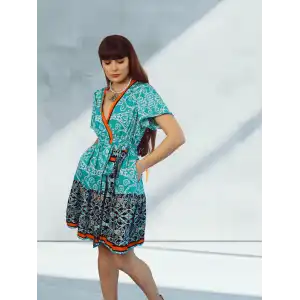 NİL KRUVAZE YAKA ELBİSE