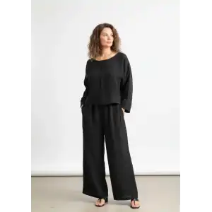SOUL MÜSLİN BLUZ PANTOLON TAKIM / siyah