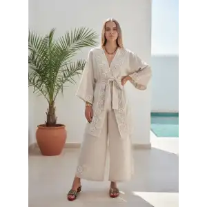 KUTAY KETEN KİMONO & PANTOLON TAKIN