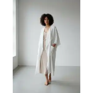 SWAN SALAŞ MÜSLİN KAFTAN / beyaz