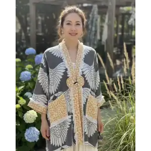 LAKLAKHAN JAKAR DOKUMA MÜSLİN KAFTAN HIRKA