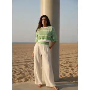 MUMBAI MÜSLİN CROP & PANTOLON TAKIM / Yeşil