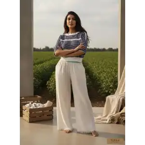 MUMBAI MÜSLİN CROP & PANTOLON TAKIM / Lacivert