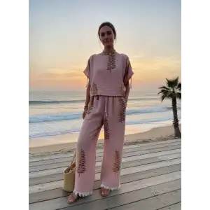 FERNS OMUZDAN BÜZGÜLÜ BLUZ & PANTOLON TAKIM