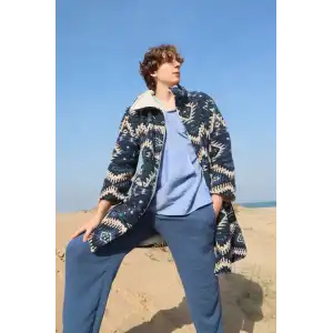 NAVAJO POLAR KİLİM DESEN PALTO