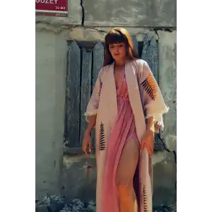 FERNS TAHTA BASKILI MÜSLİN KAFTAN