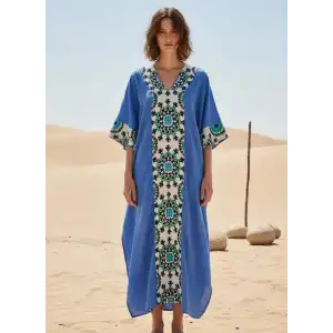 ROSEMARY MUSLİN KAFTAN Mavi
