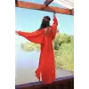 NOVA VİSKON YARASA KOL ELBİSE / Kırmızı