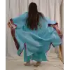 TARSUS KİLİM BORDÜRLÜ DOKUMA KAFTAN / turkuaz