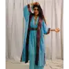 TARSUS KİLİM BORDÜRLÜ DOKUMA KAFTAN / turkuaz