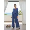 SOUL MÜSLİN BLUZ PANTOLON TAKIM / mavi