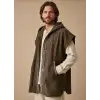 TUNA KAPŞONLU KİLİM DETAYLI POLAR YELEK / Haki