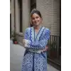 İZNİK ÇİNİ DESEN PAMUK KANVAS BASKILI CEKET