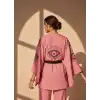 TILSIM PAMUK DOKUMA TAŞ BASKI KİMONO / Pembe