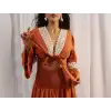 ENDÜLÜS DANTEL DETAYLI CROP BAĞLAMALI BOHEM MÜSLİN ELBİSE