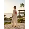 MONK BOHEM STİL TAHTA BASKILI KETEN KİMONO