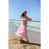 PEACE KEMER DETAYLI ŞİLE BEZİ ELBİSE
