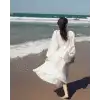 PEACE KEMER DETAYLI ŞİLE BEZİ ELBİSE