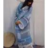 TOTEM DOKUMA JAKAR PAMUK KİMONO / MAVİ