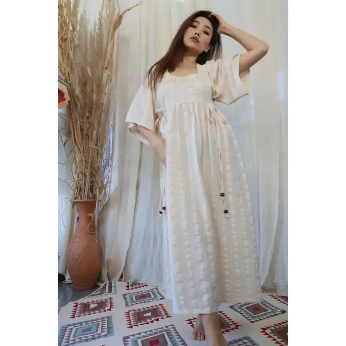 NERGİS KARE YAKA ELBİSE