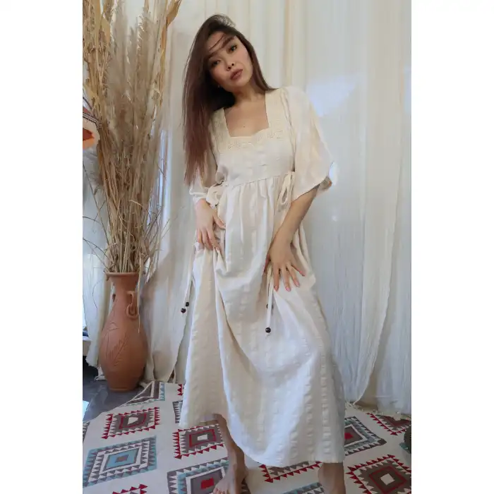 NERGİS KARE YAKA ELBİSE