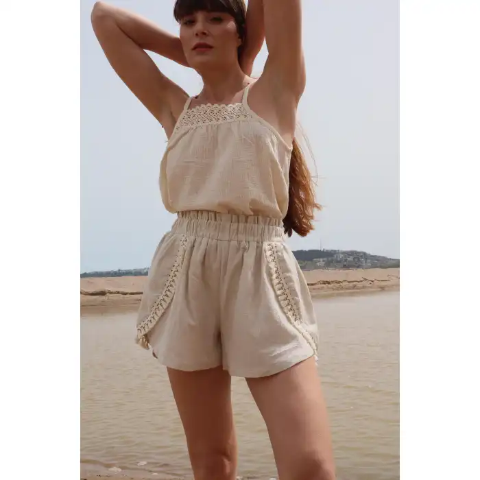 ŞİLE ASKILI BLUZ & ŞORT TAKIM