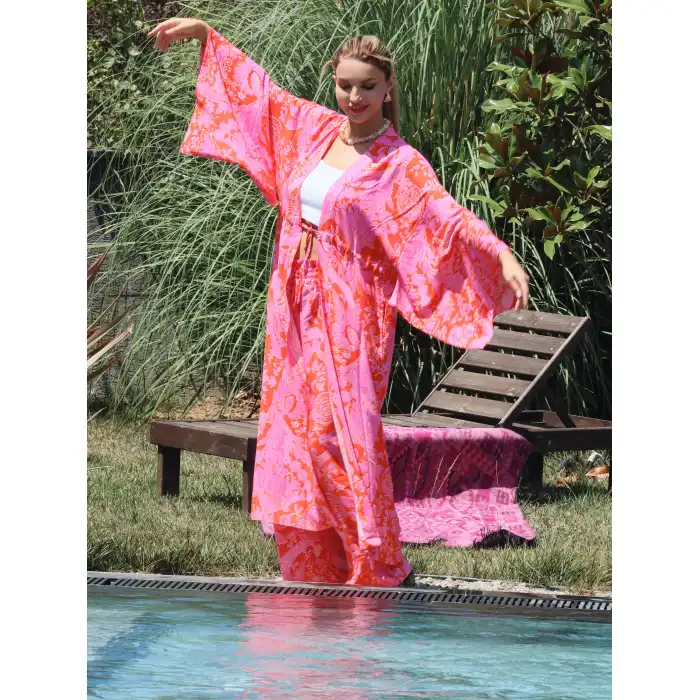 DATÇA YARASA KOL KİMONO ve PANTOLON TAKIM
